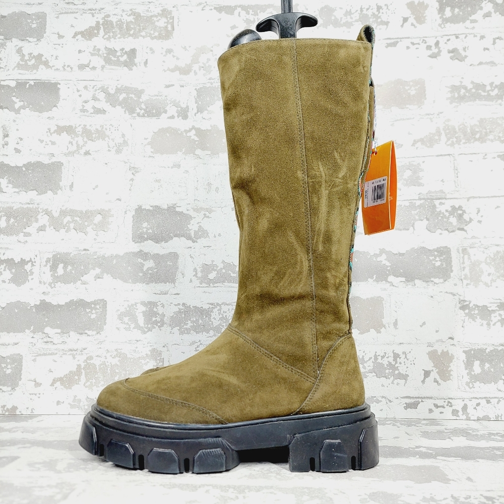 NEW FARM Rio Boots & Sneakers | Army Green Suede Tall Shaft Boots H492